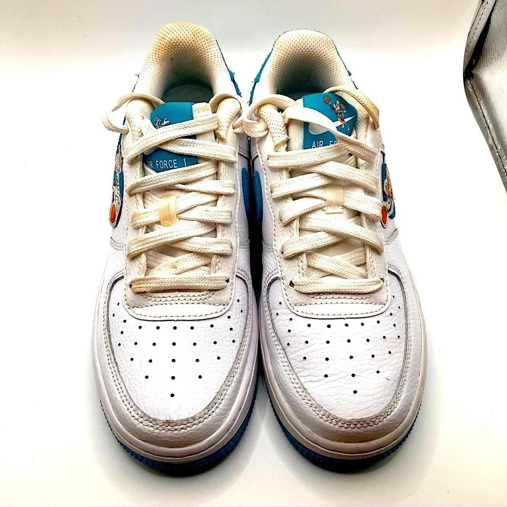 Nike Air Force 1 low Space Jam Hare, white and blue, kids 4.5 or women’s 6.5